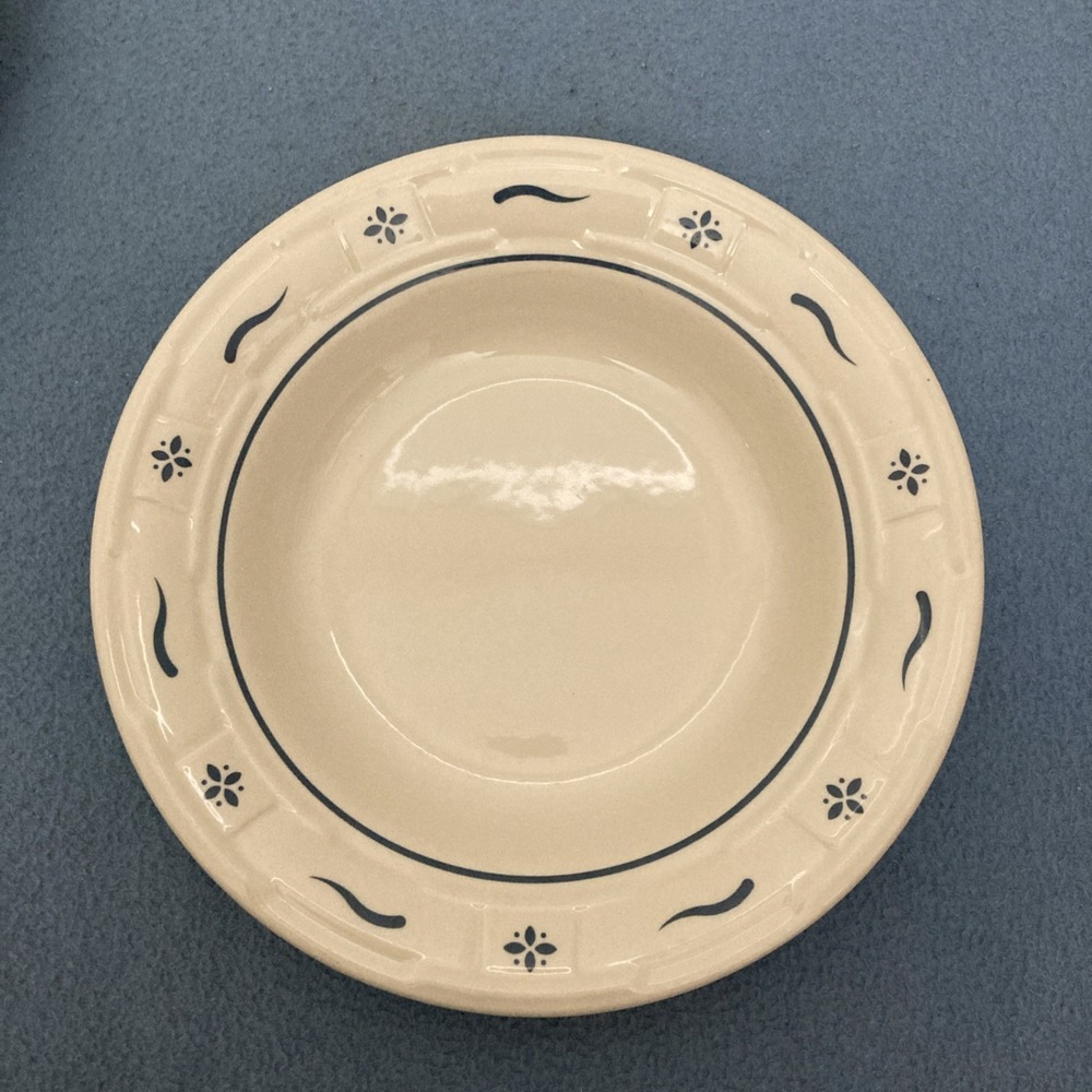 Longaberger Pottery Woven Traditions Classic Blue 8" Rimmed Soup Bowl - Set of 2 - Picture 2 of 7